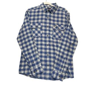 Perry Ellis America Mens Blue Plaid Button Down Long Sleeve Shirt